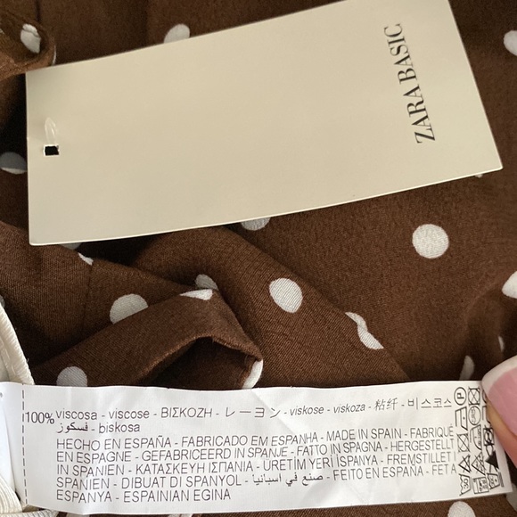 ZARA Brown Polka Dot Viscose Flowy Pants - Picture 9 of 11